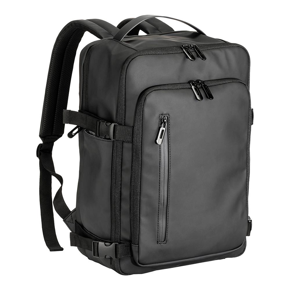 Cabin size travel backpack with laptop holder (15) in soft, water-resistant PU Cabin size travel backpack with laptop holder (15) in soft, water-resistant PU